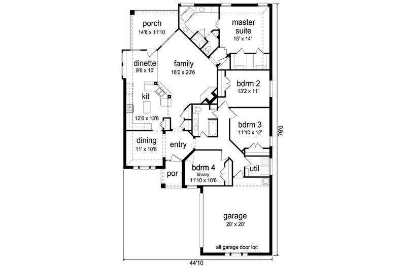 Dream House Plan - Floor Plan - Main Floor for Traditional House Plan #84-615 - 4 bed, 2 bath