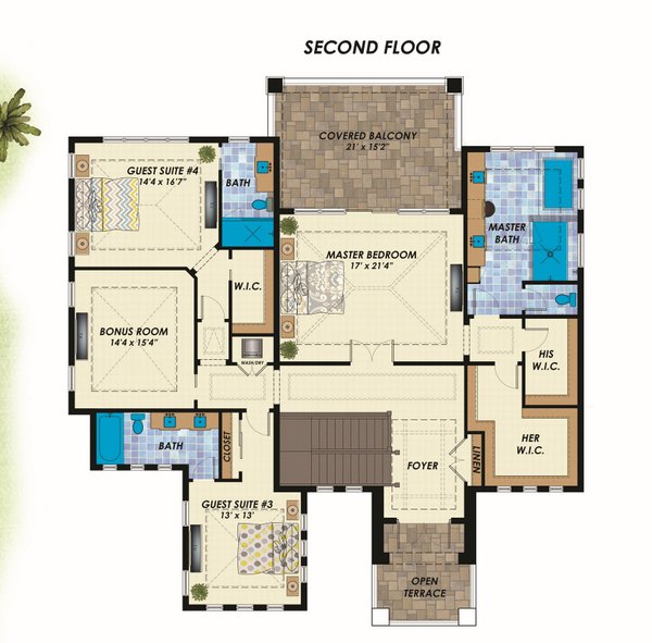 Modern Floor Plan - Upper Floor Plan #548-48
