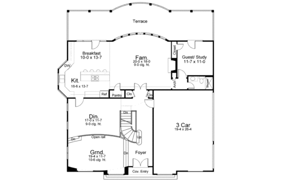 Floor Plan - Main Floor for European House Plan #119-255 - 5 bed, 4 bath