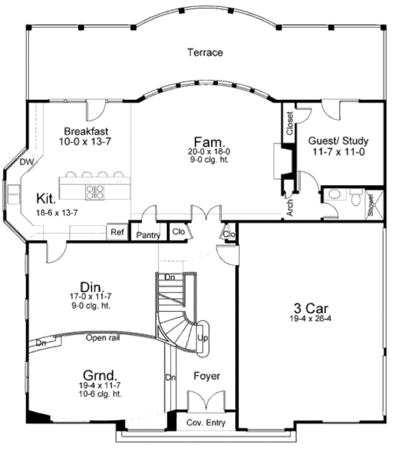 House Blueprint - European Floor Plan - Main Floor Plan #119-255