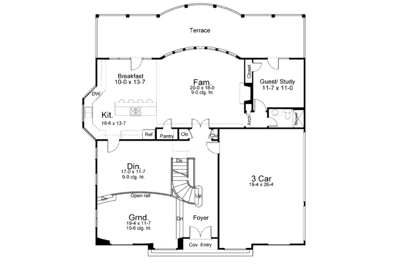 Home Plan - Floor Plan - Main Floor for European House Plan #119-255 - 5 bed, 4 bath
