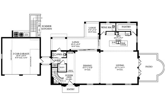 Floor Plan - Main Floor for Mediterranean House Plan #1058-174 - 4 bed, 3.5 bath