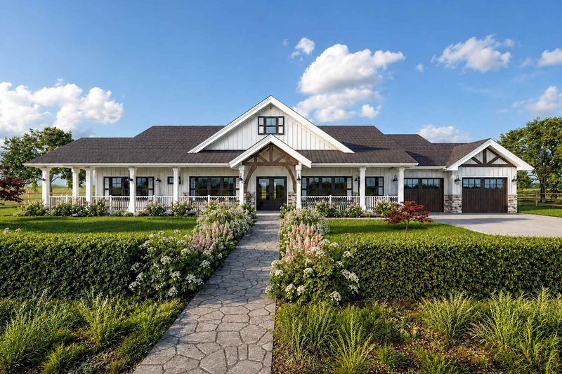 Architectural House Design - Exterior - Front Elevation 3 for Farmhouse House Plan #1101-67 - 4 bed, 4.5 bath
