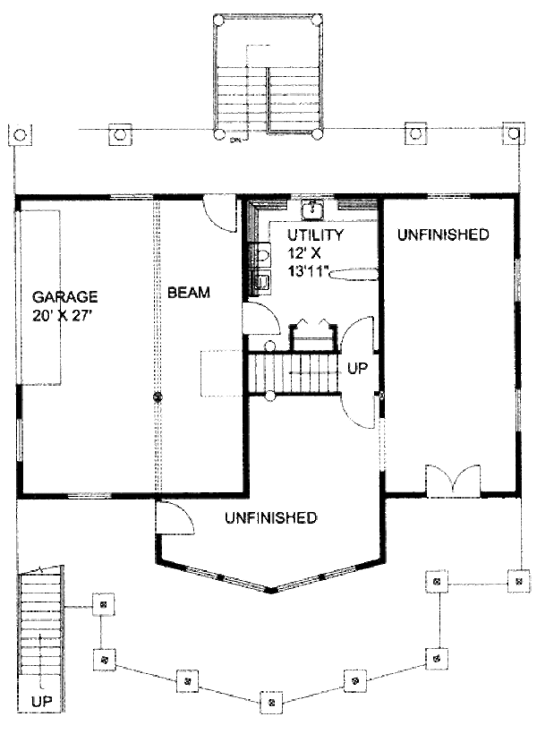 Craftsman Floor Plan - Lower Floor Plan #117-702