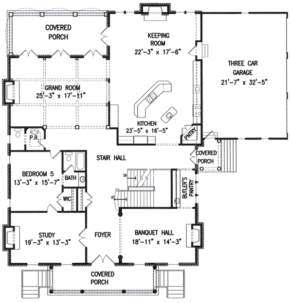 Dream House Plan - Southern Floor Plan - Main Floor Plan #54-132