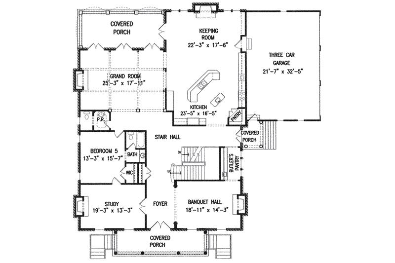 Architectural House Design - Floor Plan - Main Floor for Southern House Plan #54-132 - 5 bed, 5.5 bath