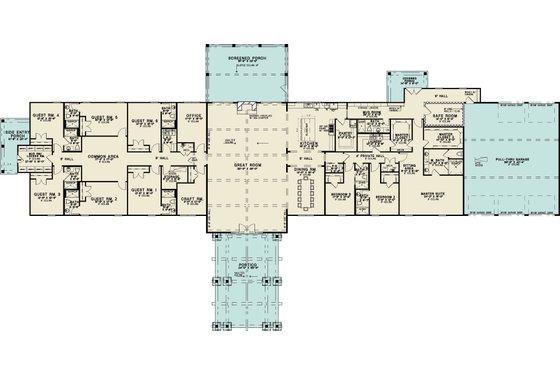 Floor Plan - Main Floor for Barndominium House Plan #923-492 - 9 bed, 10 bath