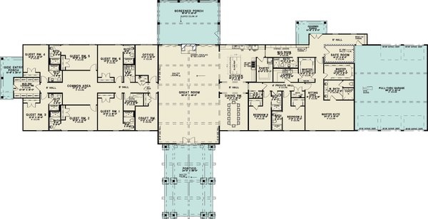 House Blueprint - Floor Plan - Main Floor for Barndominium House Plan #923-492 - 9 bed, 10 bath