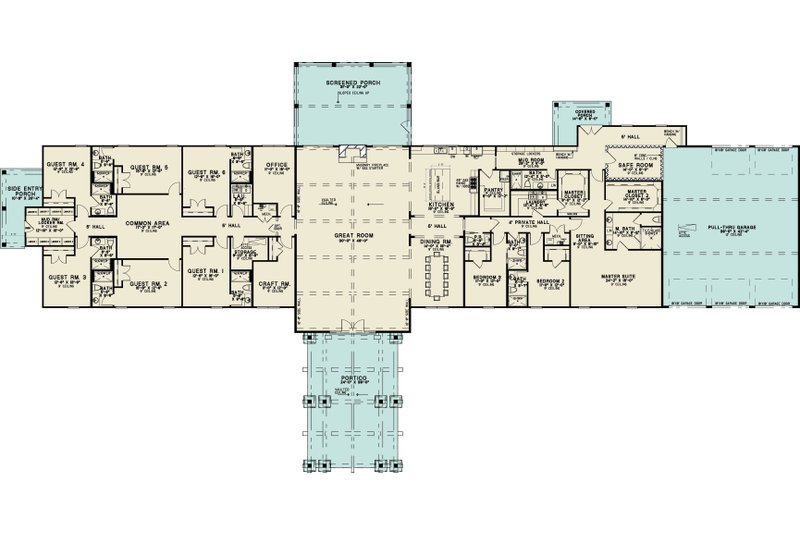 House Blueprint - Floor Plan - Main Floor for Barndominium House Plan #923-492 - 9 bed, 10 bath