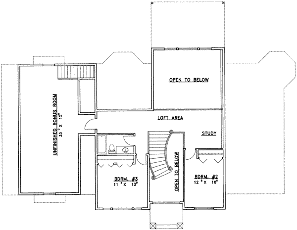Home Plan - Floor Plan - Upper Floor for Contemporary House Plan #117-183 - 4 bed, 3.5 bath