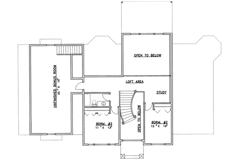 Home Plan - Floor Plan - Upper Floor for Contemporary House Plan #117-183 - 4 bed, 3.5 bath