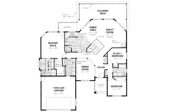 Floor Plan - Main Floor for Cottage House Plan #18-315 - 3 bed, 2 bath