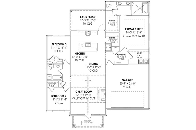 House Design - Floor Plan - Main Floor for Country House Plan #1096-111 - 3 bed, 2 bath