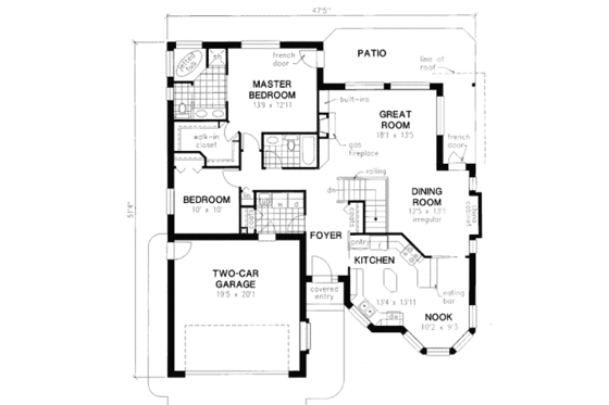 Floor Plan - Main Floor for European House Plan #18-339 - 2 bed, 2 bath