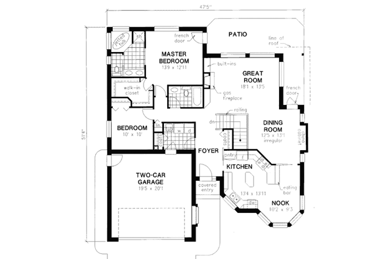 Home Plan - Floor Plan - Main Floor for European House Plan #18-339 - 2 bed, 2 bath