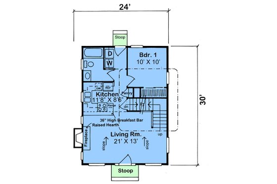 Floor Plan - Main Floor for Contemporary House Plan #312-239 - 2 bed, 2 bath