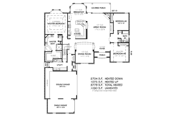 Floor Plan - Main Floor for European House Plan #424-12 - 4 bed, 3 bath