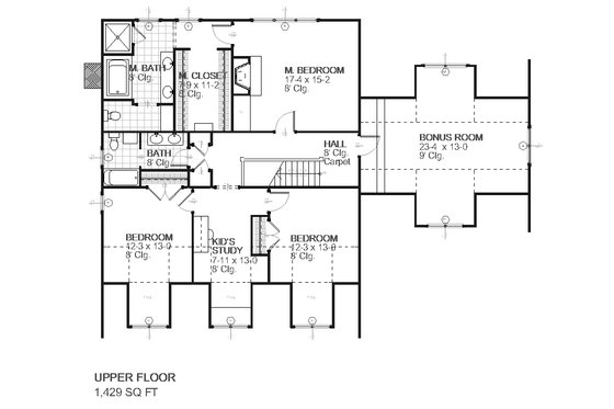Floor Plan - Upper Floor for Farmhouse House Plan #901-5 - 3 bed, 2.5 bath