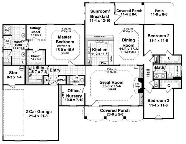 Dream House Plan - Country Floor Plan - Main Floor Plan #21-226