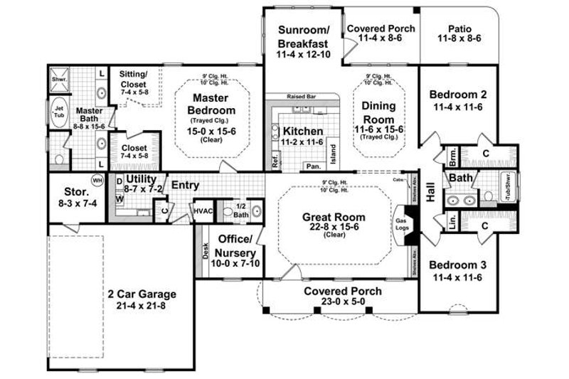 Dream House Plan - Floor Plan - Main Floor for Country House Plan #21-226 - 3 bed, 2.5 bath