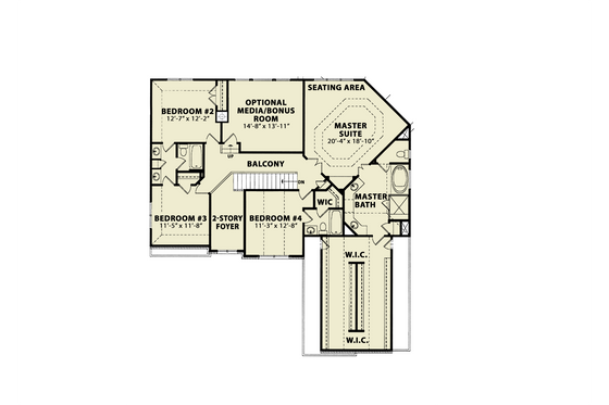 Floor Plan - Upper Floor for Traditional House Plan #54-450 - 5 bed, 4 bath
