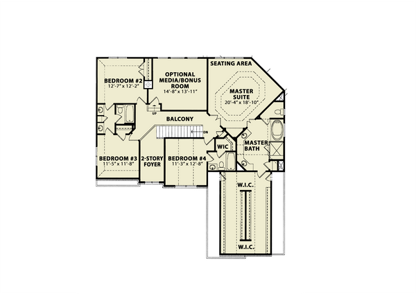 Traditional Floor Plan - Upper Floor Plan #54-450