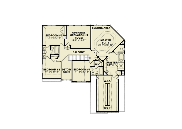 Dream House Plan - Traditional Floor Plan - Upper Floor Plan #54-450