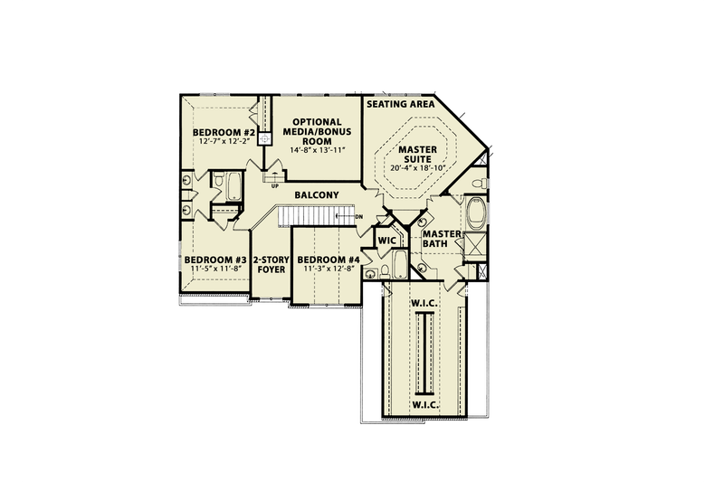 Dream House Plan - Floor Plan - Upper Floor for Traditional House Plan #54-450 - 5 bed, 4 bath