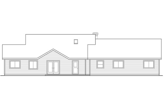 Exterior - Rear Elevation for Ranch House Plan #124-973 - 5 bed, 3 bath