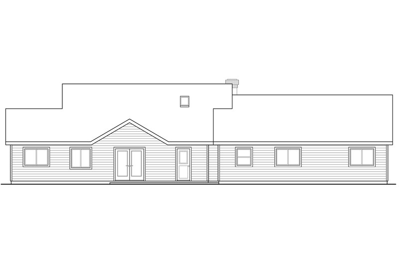 Dream House Plan - Exterior - Rear Elevation for Ranch House Plan #124-973 - 5 bed, 3 bath