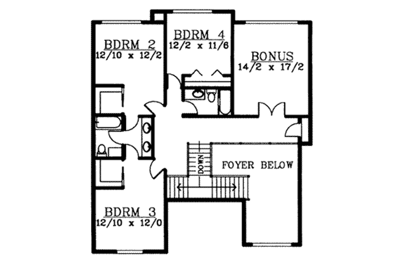 Home Plan - Floor Plan - Upper Floor for Traditional House Plan #97-215 - 4 bed, 4.5 bath