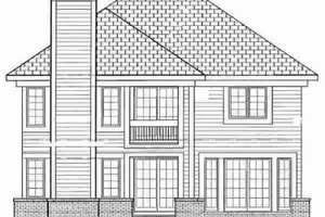 Exterior - Rear Elevation for Traditional House Plan #72-342 - 4 bed, 3 bath