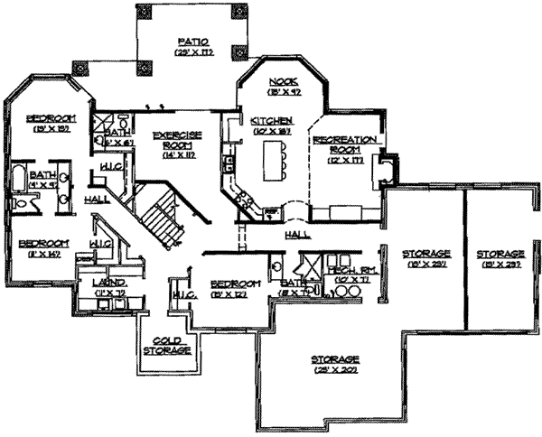 Architectural House Design - European Floor Plan - Lower Floor Plan #5-190