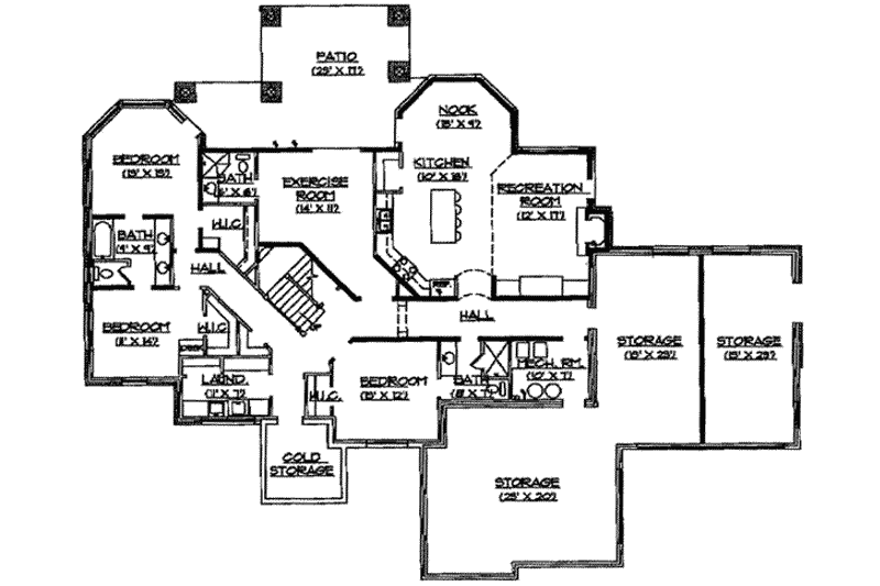 Home Plan - Floor Plan - Lower Floor for European House Plan #5-190 - 6 bed, 6 bath
