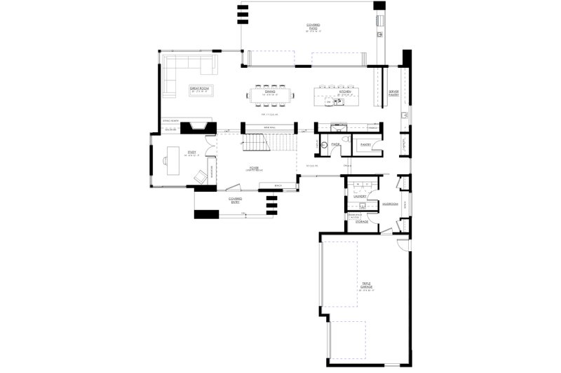 House Blueprint - Floor Plan - Main Floor for Modern House Plan #1114-100 - 4 bed, 4.5 bath