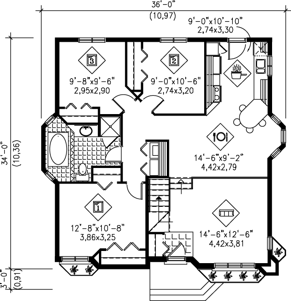 Traditional Floor Plan - Main Floor Plan #25-1128