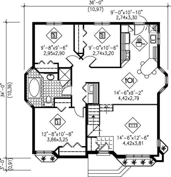 Dream House Plan - Traditional Floor Plan - Main Floor Plan #25-1128