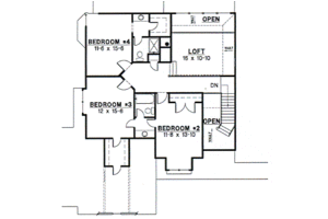 Floor Plan - Upper Floor for Traditional House Plan #67-431 - 4 bed, 3.5 bath