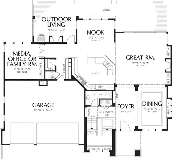 House Plan Design - Contemporary house plan main level