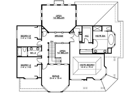 Floor Plan - Upper Floor for Craftsman House Plan #132-145 - 3 bed, 2.5 bath