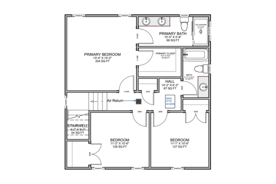 Floor Plan - Upper Floor for Craftsman House Plan #1116-37 - 3 bed, 2.5 bath