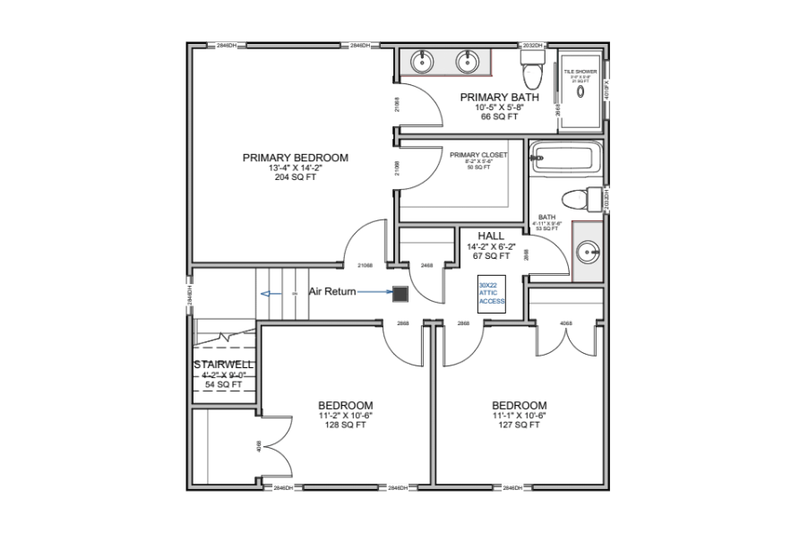 Dream House Plan - Floor Plan - Upper Floor for Craftsman House Plan #1116-37 - 3 bed, 2.5 bath