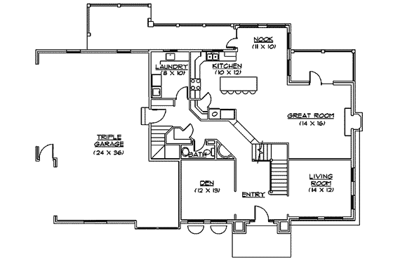 Floor Plan - Main Floor for Country House Plan #5-196 - 5 bed, 3.5 bath