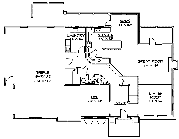Home Plan - Country Floor Plan - Main Floor Plan #5-196