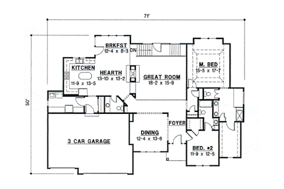Floor Plan - Main Floor for European House Plan #67-442 - 4 bed, 5 bath