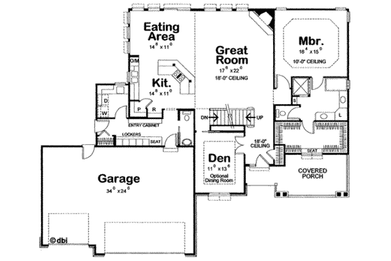 Floor Plan - Main Floor for Bungalow House Plan #20-1759 - 4 bed, 4 bath