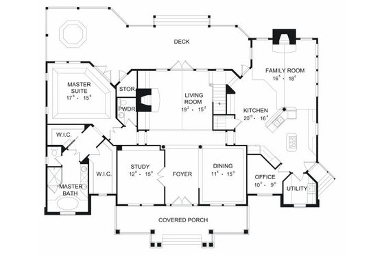 Floor Plan - Main Floor for Southern House Plan #417-390 - 3 bed, 3.5 bath