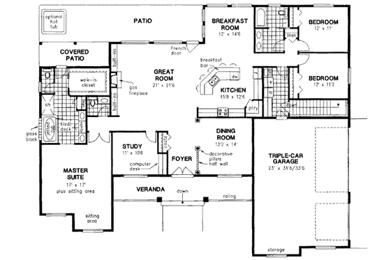 Floor Plan - Main Floor for Country House Plan #18-328 - 4 bed, 2.5 bath