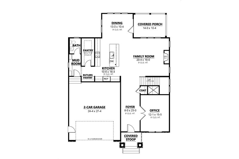 House Blueprint - Floor Plan - Main Floor for Modern House Plan #1080-24 - 4 bed, 3.5 bath