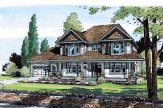 Exterior - Front Elevation for Traditional House Plan #312-464 - 4 bed, 2.5 bath